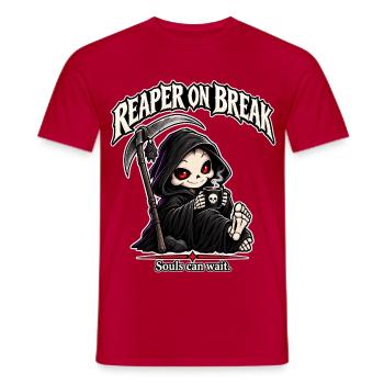Sensenmann in Pause – Lustiger Sensenmann-Kaffee - Männer T-Shirt - Rot - Vorne - AI Model Male 178 dark (178cm)