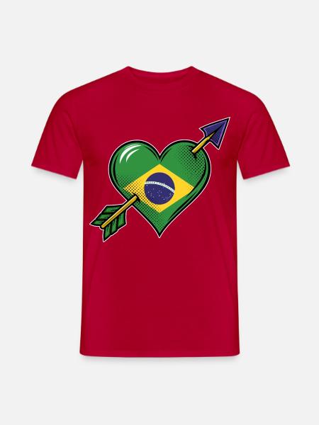 Brasilien Flagge Herz mit Pfeil - Männer T-Shirt - Rot