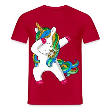 Unicorn dabbing - Men's T-Shirt - red - Front - AI Model Male 178 dark (178cm)