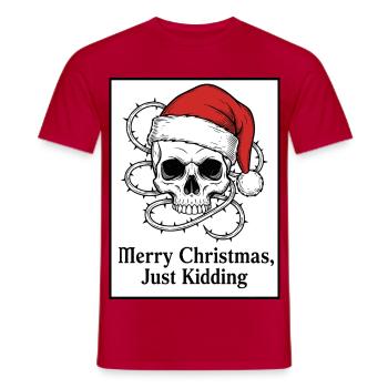 Christmas Skull - Men's T-Shirt - red - Front - AI Model Male 178 dark (178cm)