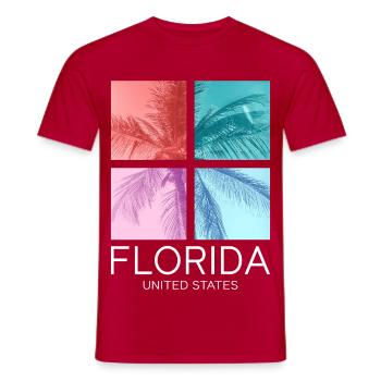 Florida USA Miami America Summer Palm Trees Beach - Men's T-Shirt - red - Front - AI Model Male 178 dark (178cm)
