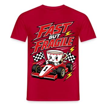 Café de course rapide mais fragile - T-shirt homme - rouge - Devant - AI Model Male 178 dark (178cm)