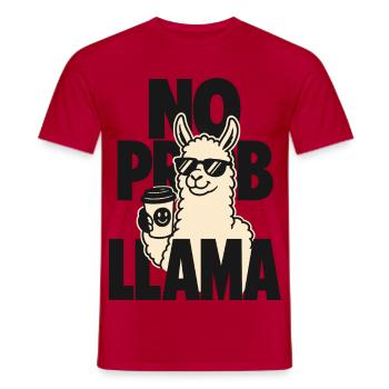 No Prob Llama – Lama mit Kaffeebecher - Männer T-Shirt - Rot - Vorne - AI Model Male 178 dark (178cm)