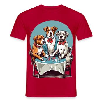 Hunde Poker - Männer T-Shirt - Rot - Vorne - AI Model Male 178 dark (178cm)
