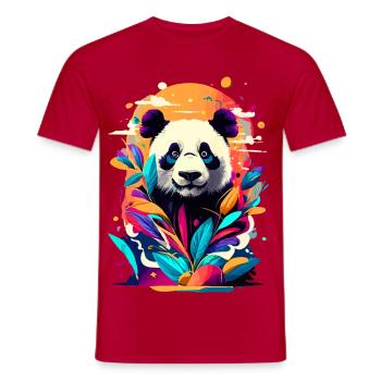 Panda Japan Asia - Panda Bear Colorful - Men's T-Shirt - red - Front - AI Model Male 178 dark (178cm)