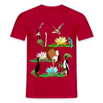 Monde des oiseaux - Nymphéas Schwabe Straus and Co. - T-shirt homme - rouge - Devant - AI Model Male 178 dark (178cm)