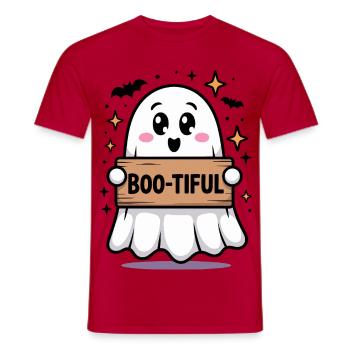 Cute Ghost Halloween Print - Men's T-Shirt - red - Front - AI Model Male 178 dark (178cm)