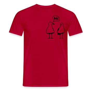 Just Hi - Männer T-Shirt - Rot - Vorne - AI Model Male 178 dark (178cm)