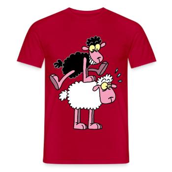 Mouton noir et saute-mouton - T-shirt homme - rouge - Devant - AI Model Male 178 dark (178cm)