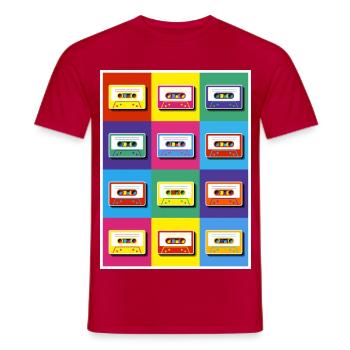 Pop Art Cassette Tapes - Men's T-Shirt - red - Front - AI Model Male 178 dark (178cm)