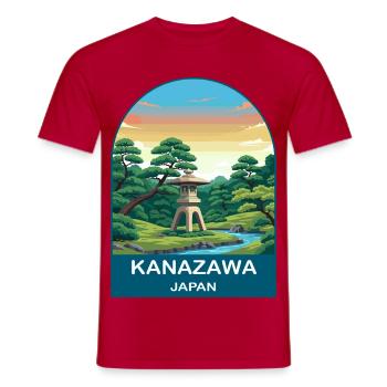 Kanazawa Japan Kenrokuen Vintage Travel Art - Men's T-Shirt - red - Front - AI Model Male 178 dark (178cm)