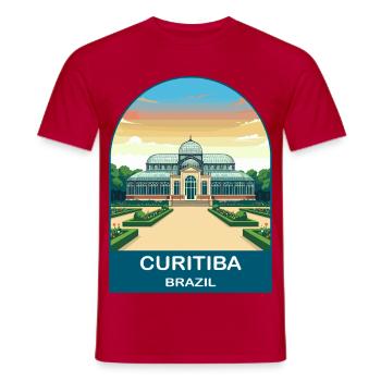 Affiche de voyage au Jardin botanique de Curitiba, Brésil - T-shirt homme - rouge - Devant - AI Model Male 178 dark (178cm)