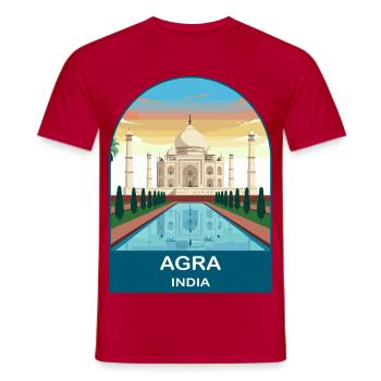 Agra India Taj Mahal Vintage Travel Poster Art - Men's T-Shirt - red - Front - AI Model Male 178 dark (178cm)
