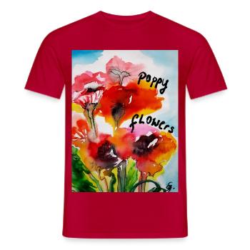 EG Blumen I Mohnblumen I Poppy flowers - Männer T-Shirt - Rot - Vorne - AI Model Male 178 dark (178cm)
