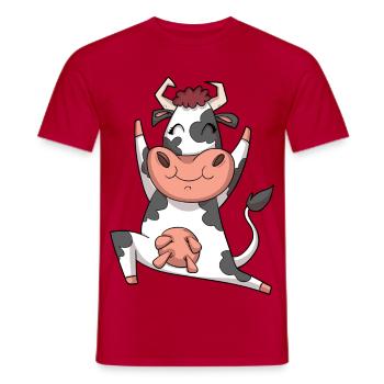 Vache Yoga - T-shirt homme - rouge - Devant - AI Model Male 178 dark (178cm)