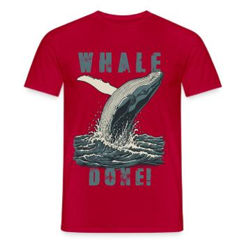 Vintage Whale Done Whale Humor - Men's T-Shirt - red - Front - AI Model Male 178 dark (178cm)