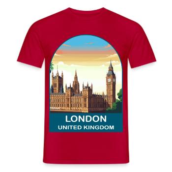 London Skyline UK Big Ben Reiseillustration - Männer T-Shirt - Rot - Vorne - AI Model Male 178 dark (178cm)