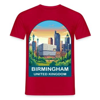 Birmingham Skyline UK Stadtillustration - Männer T-Shirt - Rot - Vorne - AI Model Male 178 dark (178cm)