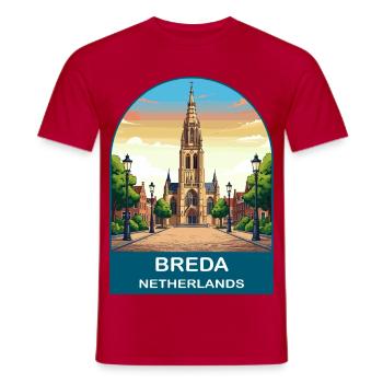 Bredt Niederlande Grote Kerk Vintage Reisekunst - Männer T-Shirt - Rot - Vorne - AI Model Male 178 dark (178cm)