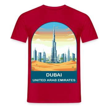 Dubai VAE Burj Khalifa Vintage-Reiseposter - Männer T-Shirt - Rot - Vorne - AI Model Male 178 dark (178cm)