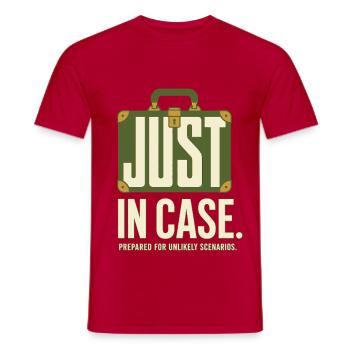 Just in Case – Humor for Travelers - Men's T-Shirt - red - Front - AI Model Male 178 dark (178cm)