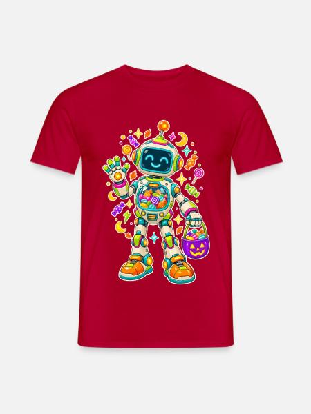 Zuckerroboter Halloween Spaß - Männer T-Shirt - Rot