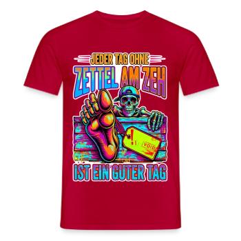 Neon Skelett Zeh Zettel - Männer T-Shirt - Rot - Vorne - AI Model Male 178 dark (178cm)