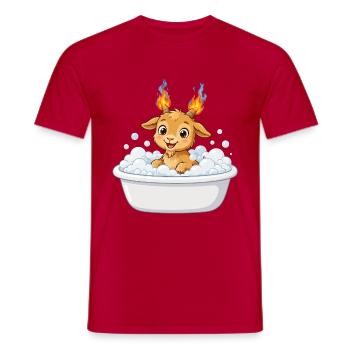 Cute Bathtub Fire Goat Shirt Badewanne Feuer Ziege - Männer T-Shirt - Rot - Vorne - AI Model Male 178 dark (178cm)