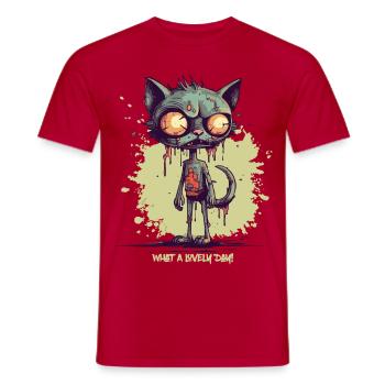 Quelle belle journée pour un chat zombie - T-shirt homme - rouge - Devant - AI Model Male 178 dark (178cm)