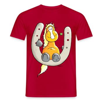 Cute horse - Happiness - Horseshoe - Men's T-Shirt - red - Front - AI Model Male 178 dark (178cm)