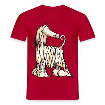 Funny Afghane Hound - Men's T-Shirt - red - Front - AI Model Male 178 dark (178cm)