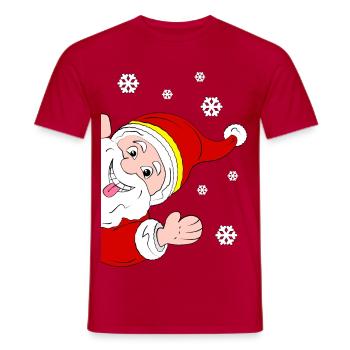Joyeux Père Noël Salutation à la neige - T-shirt homme - rouge - Devant - AI Model Male 178 dark (178cm)