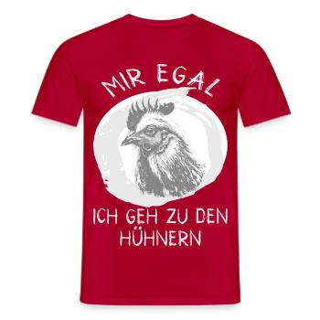 Mir egal Ich geh zu den Hühnern Spruch - Männer T-Shirt - Rot - Vorne - AI Model Male 178 dark (178cm)
