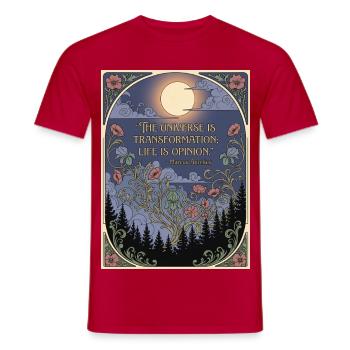 Cosmos as transformation Lunar Night Floral - Men's T-Shirt - red - Front - AI Model Male 178 dark (178cm)