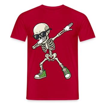 Dab Skeleton Cartoon - Men's T-Shirt - red - Front - AI Model Male 178 dark (178cm)