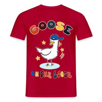 goose on the loose - Men's T-Shirt - red - Front - AI Model Male 178 dark (178cm)