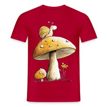 Snail On Mushroom Nature Forest Fairy Tale - Men's T-Shirt - red - Front - AI Model Male 178 dark (178cm)
