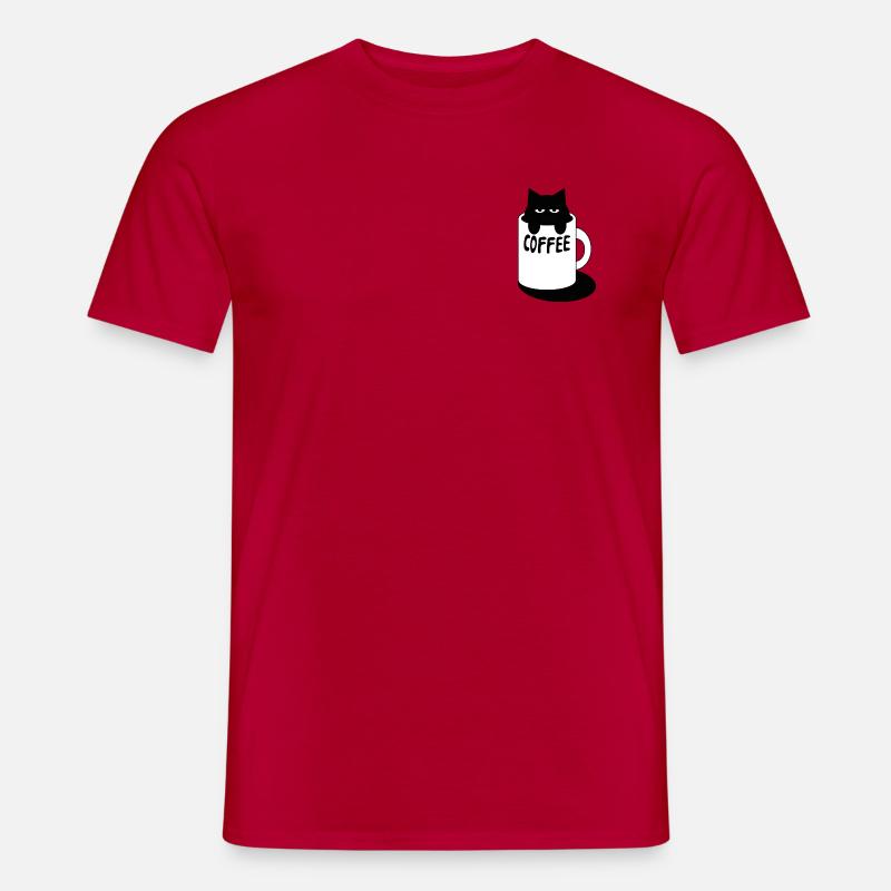 Chat de café, chat dans la tasse à café - T-shirt homme - rouge