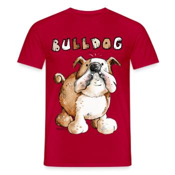 Sweet English Bulldog Cartoon - Men's T-Shirt - red - Front - AI Model Male 178 dark (178cm)