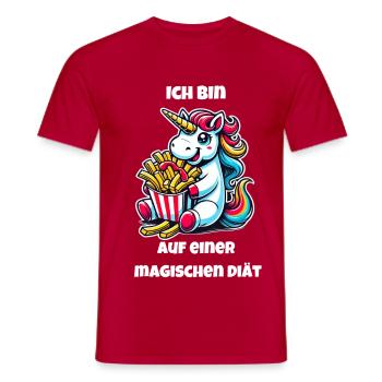 Einhorn Pommes Spaß - Männer T-Shirt - Rot - Vorne - AI Model Male 178 dark (178cm)