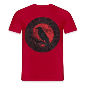 Nachtrabe unter rotem Mond - Männer T-Shirt - Rot - Vorne - AI Model Male 178 dark (178cm)