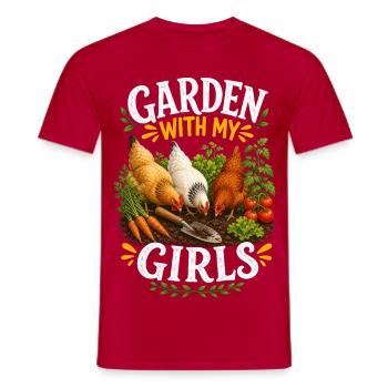 GARDEN WITH MY GIRLS - Männer T-Shirt - Rot - Vorne - AI Model Male 178 dark (178cm)