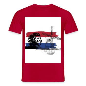 Dutch skyline with lion and windmill - Men's T-Shirt - red - Front - AI Model Male 178 dark (178cm)