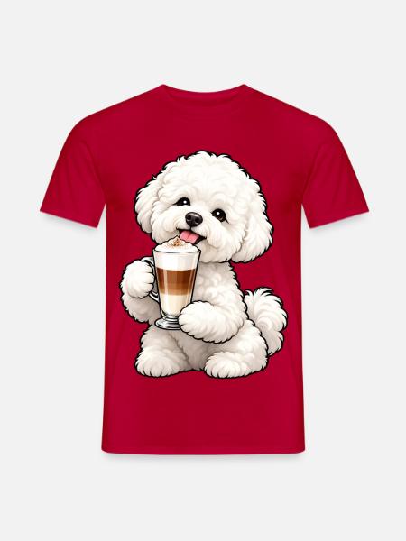 Bichon Frisé mit Latte Macchiato - Männer T-Shirt - Rot