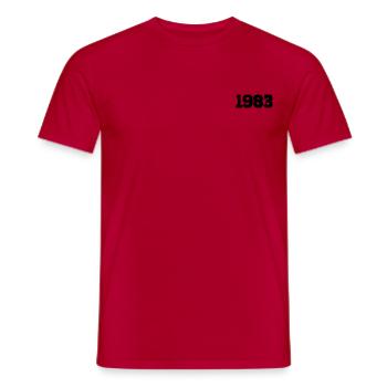Year 1983 black - Men's T-Shirt - red - Front - AI Model Male 178 dark (178cm)