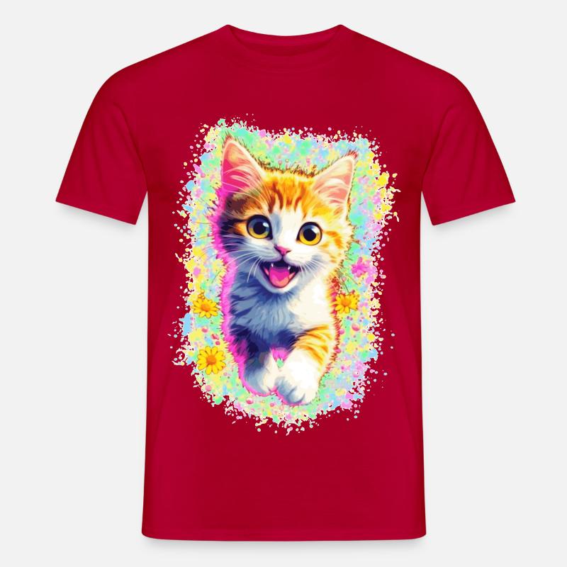 Glückliches Kätzchen 🌼🌸 - Männer T-Shirt - Rot