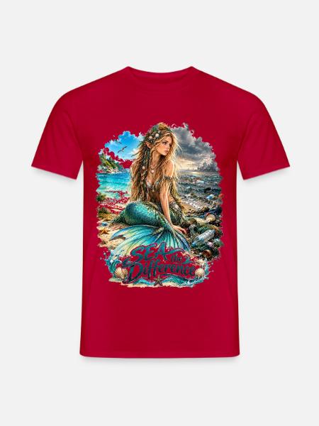 Meerjungfrau am Strand – Sea the Difference - Männer T-Shirt - Rot