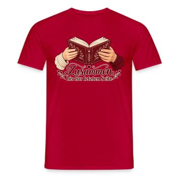 Bücherliebe: Zusammen bis zur letzten Seite - Männer T-Shirt - Rot - Vorne - AI Model Male 178 dark (178cm)