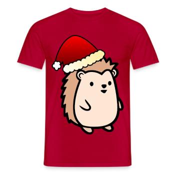 Weihnachtsmann Weihnachten Igel - Männer T-Shirt - Rot - Vorne - AI Model Male 178 dark (178cm)