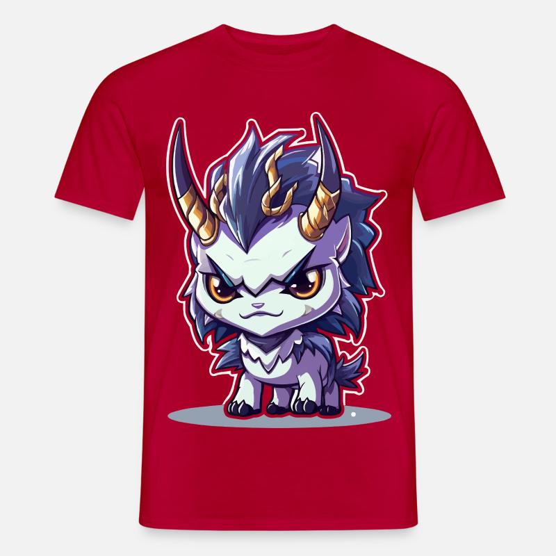 Kleiner Hörnerdrache im Chibi-Stil - Männer T-Shirt - Rot